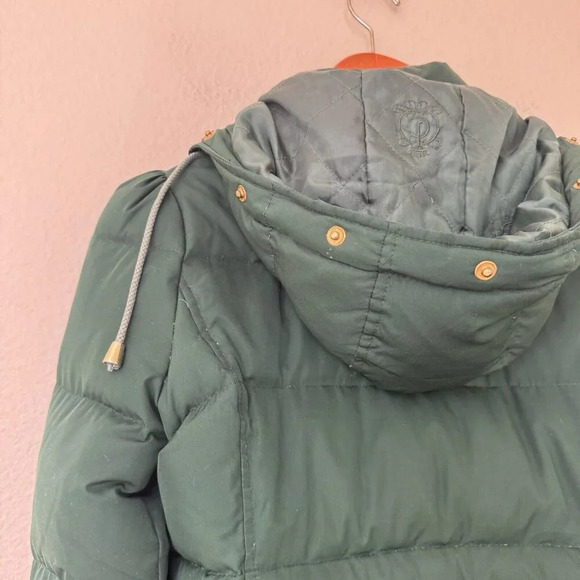 Vtg Juicy Couture P Parka Puffer Coat Knee Length Long Sleeve Insulated Green - Picture 9 of 9